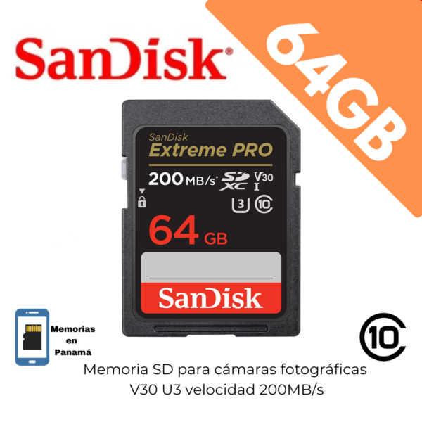 200mb/s 64Gb Tarjeta SanDisk Extreme PRO SDHC y SDXC UHS-I