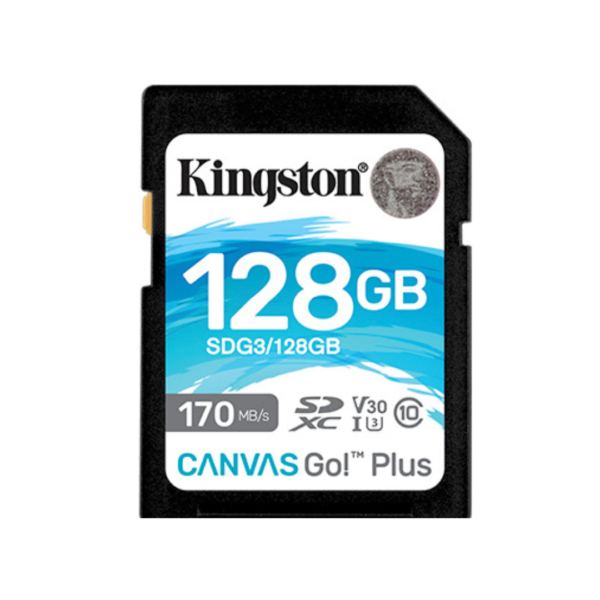 Memoria SD 128GB marca kingston para cámaras fotográficas