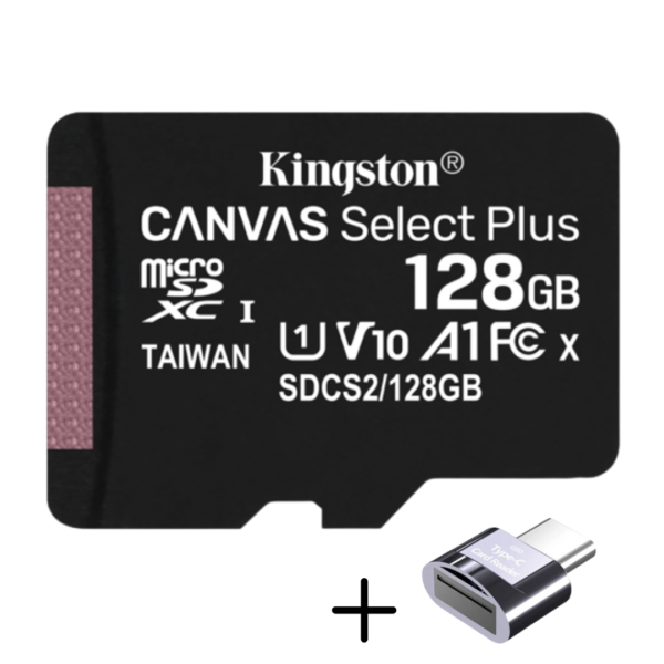 Memoria Microsd 128GB Kingston Original canvas select  + Lector usb tipo C